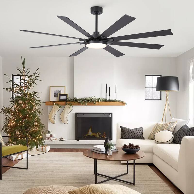 Gabriel 72 in. Indoor Black PlyWood Smart Ceiling Fan with Integrated LED, Works with Alexa/Google