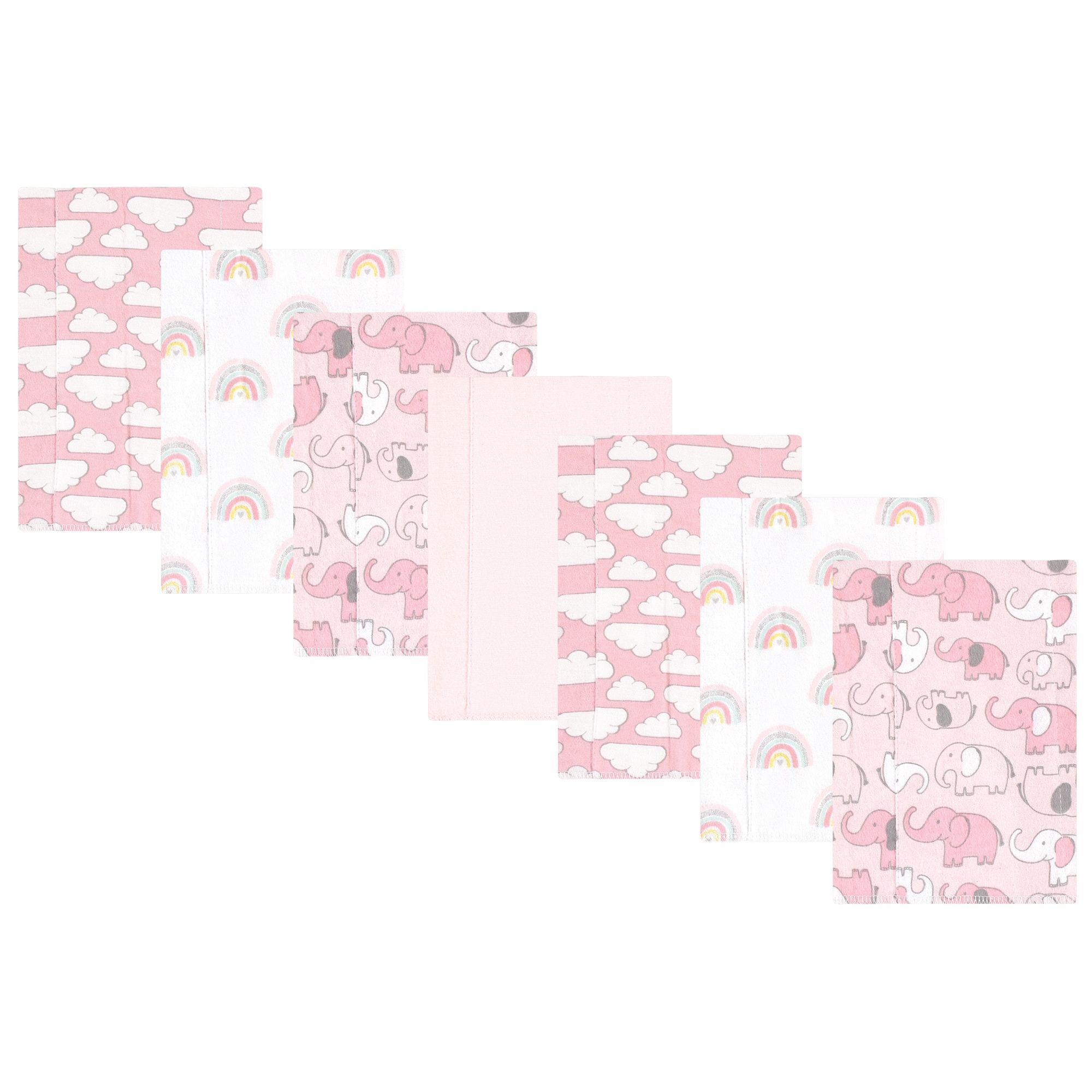 Hudson Baby Infant Girl Cotton Flannel Burp Cloths, Girl New Elephant 7-Pack, One Size - Girl New Elephant 7-Pack - One Size