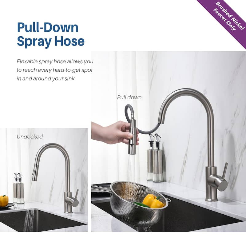 Blossom Solid Pull-Down Kitchen Faucet w/ 360 Swivel, Single Handle