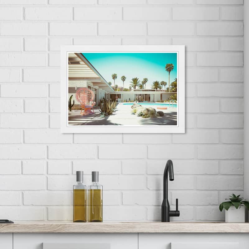 Wynwood Studio Prints Architecture and Buildings Summer Vacation Place Blue and Turquoise Tropical Wall Art Canvas Print - White