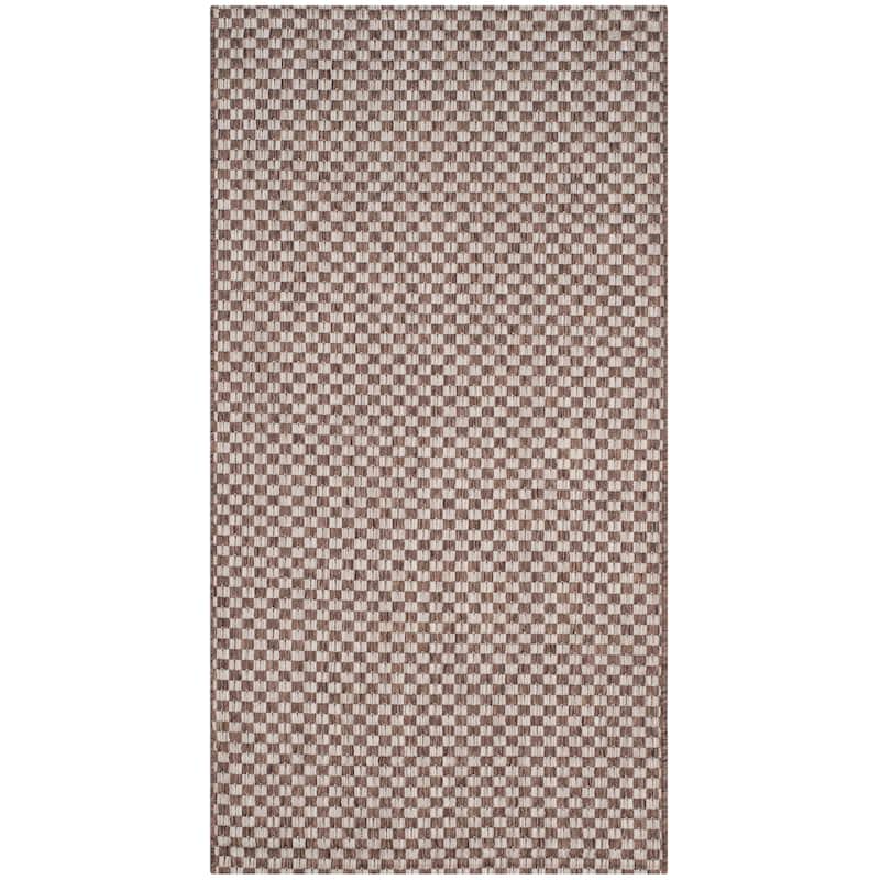 SAFAVIEH Courtyard Judi Indoor/ Outdoor Patio Backyard Rug - 2'3" x 5' - Light Brown/Light Grey