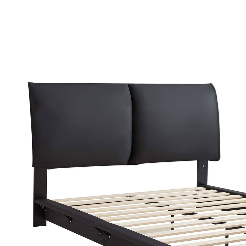 Black Upholstered Back Floating Lowprofile Full Bed with Sensor Light Bed Bath & Beyond