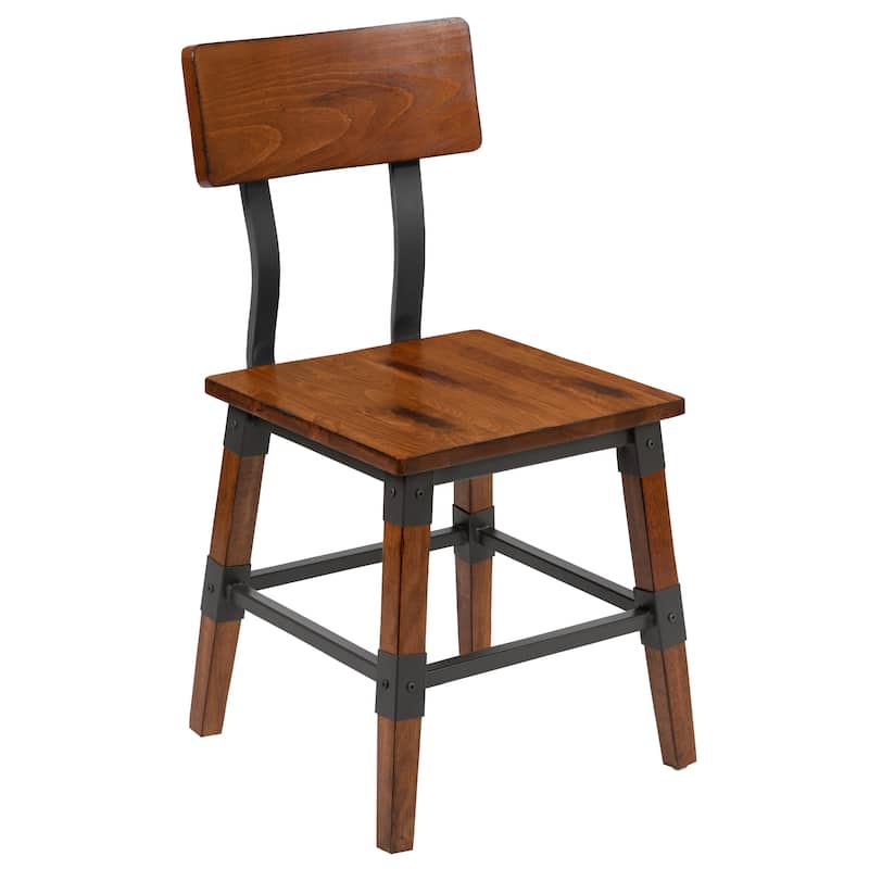 2 Pack Commercial Grade Rustic Antique Industrial Style Wood Dining Chair