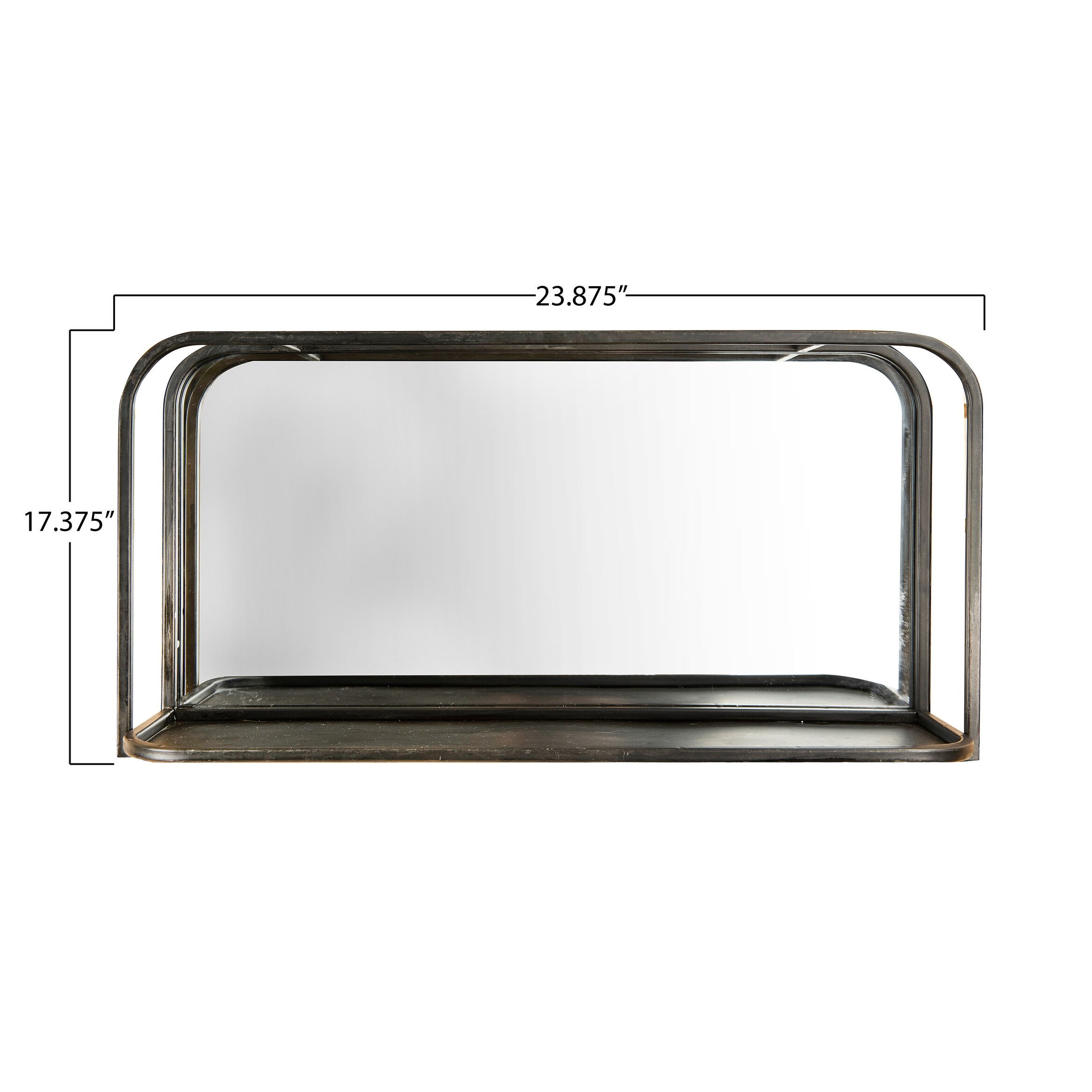 Shop Rectangle Accent Mirror With Metal Frame Shelf Black