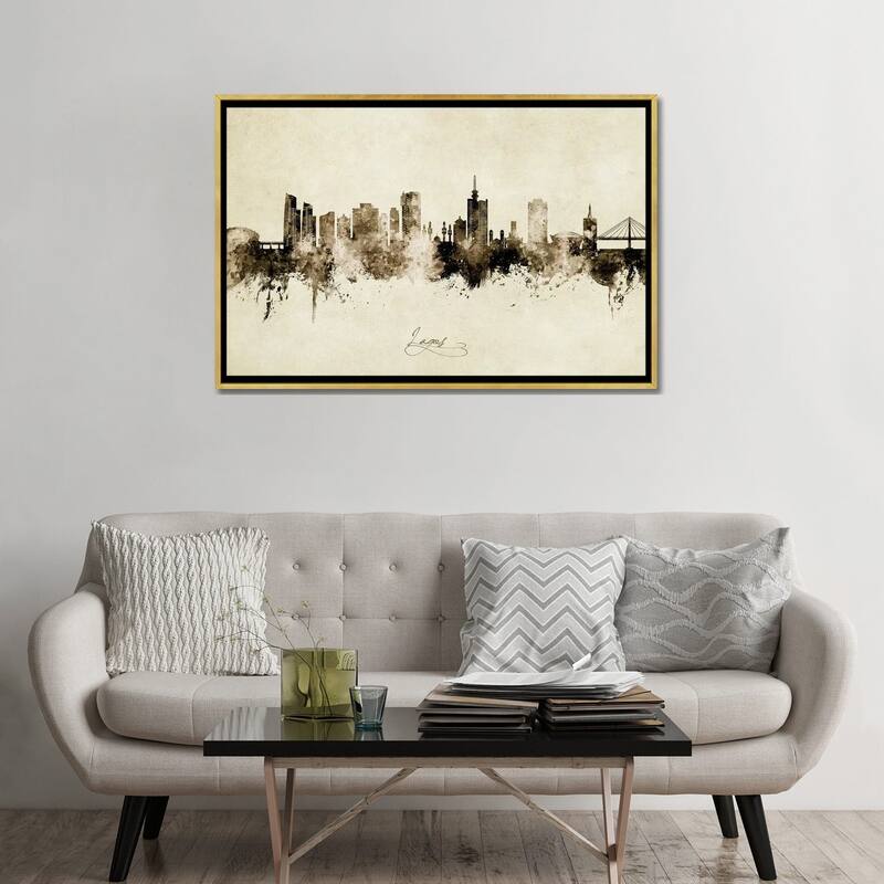 iCanvas "Lagos Nigeria Skyline Vintage" by Michael Tompsett Framed Canvas Print