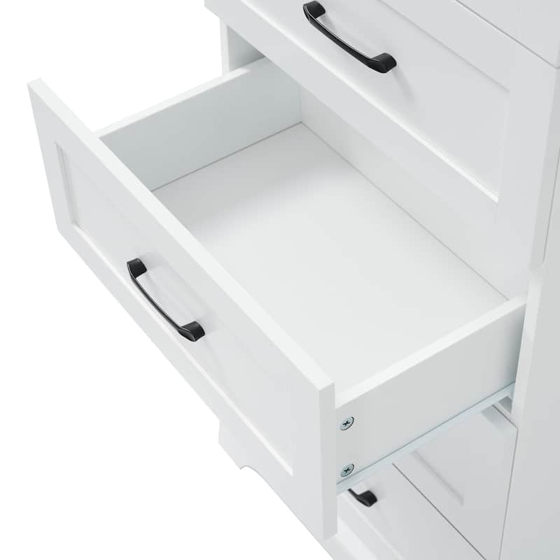 Freestanding Tall Storage Cabinet for Bathroom with Adjustable Shelves