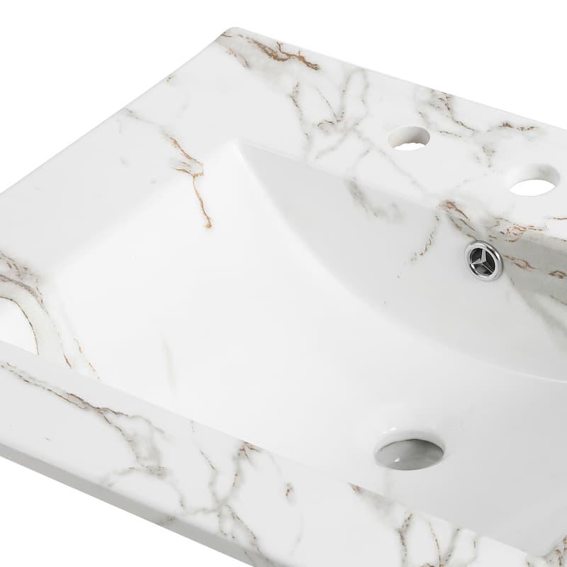 Aubert 3-Hole Classic Contemporary Rectangular Ceramic Single Sink Basin Vanity Top, by JONATHAN Y