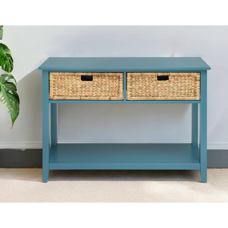 44” Entryway Console Table with Rustic Finish and 2 Drawers Solid Wood and Shelf for Hallway - 44”L x 16”W x 28”H