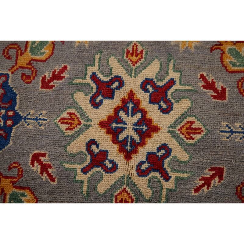 Grey Kazak Oriental Area Rug Handmade Traditional Wool Carpet - 4'10" x 6'9"