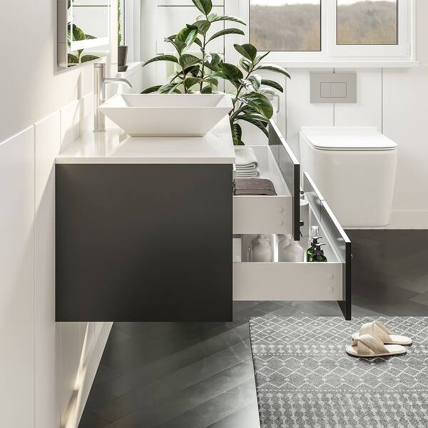 Totti Wave 36 in. W x 21 in. D x 22 in. H Bathroom Vanity in White with White Glassos Top with White Sink