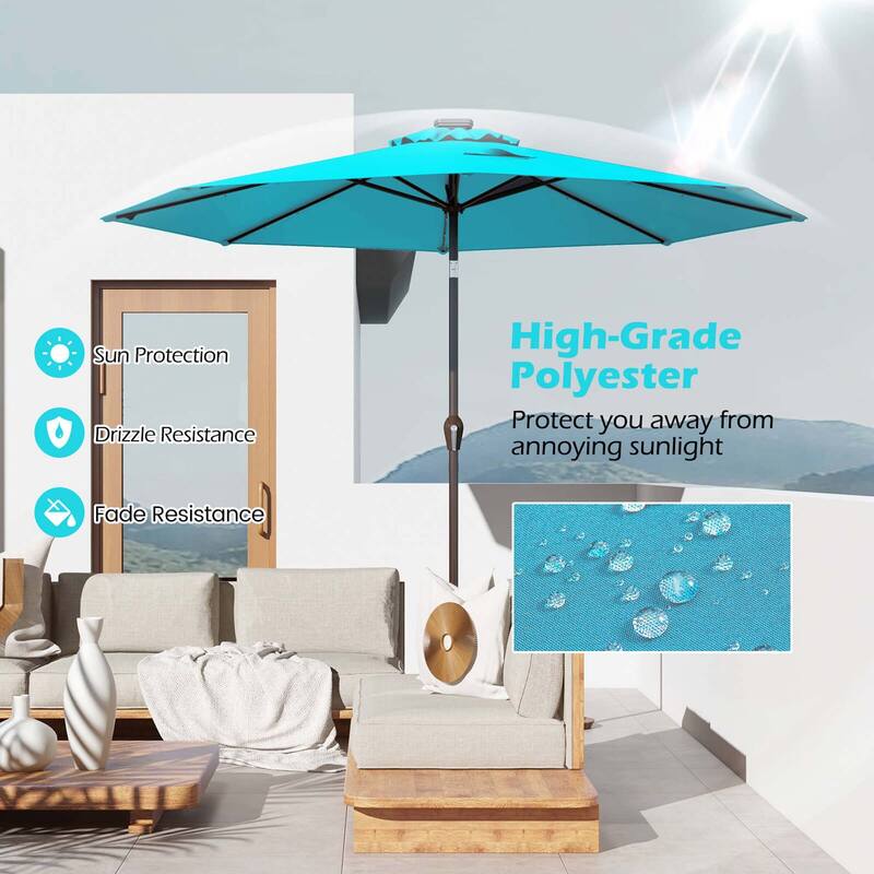 Costway 10' Solar LED Lighted Patio Market Umbrella Shade Tilt