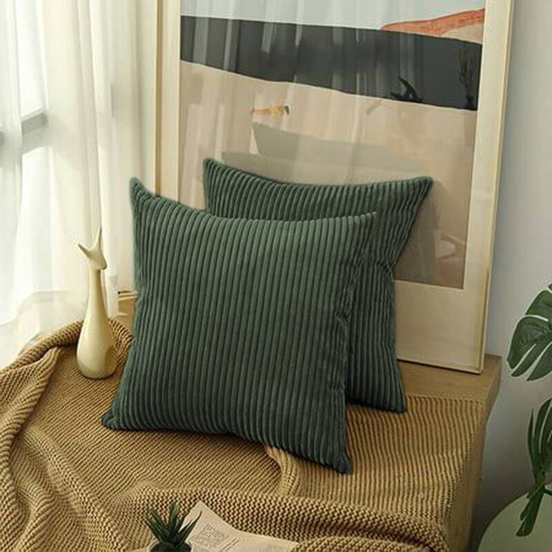 Set of 2 Modern Decorative Soft Corduroy Throw Pillows