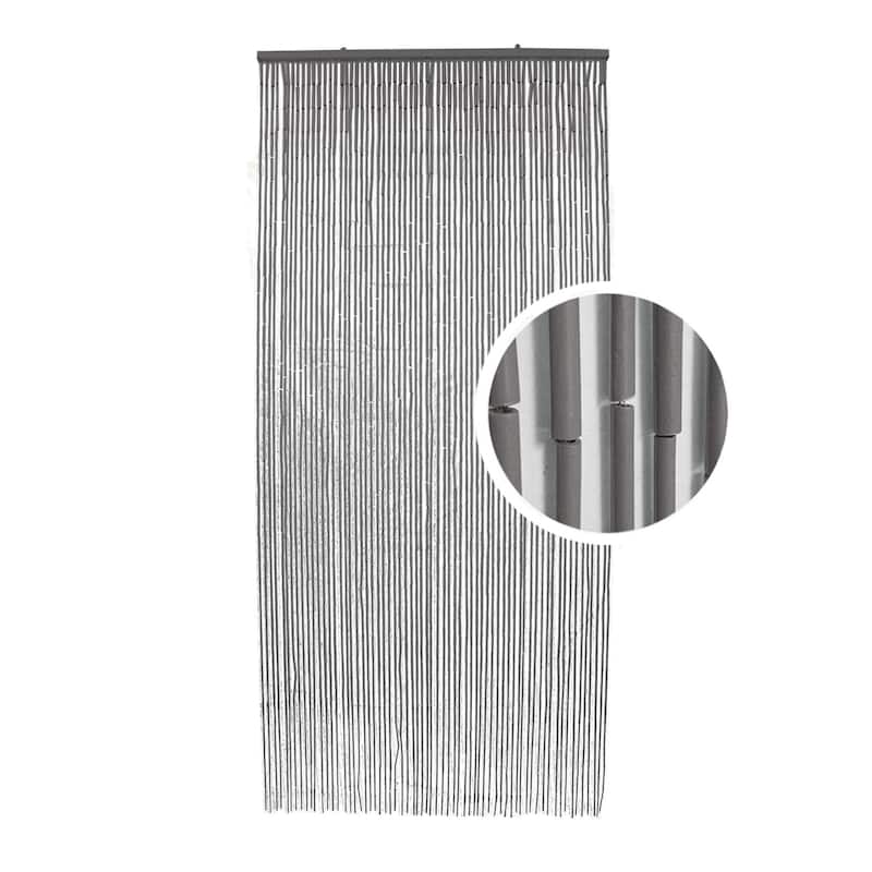 Bamboo Beaded Door Curtain 65 Strings 79" W x 36" W - 79" H x 36" W x 0.4" D - Gray