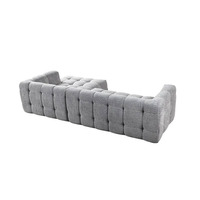 HomeRoots Light Gray Boucle L Shaped Two Piece Sofa and Chaise Sectional With Toss Pillows