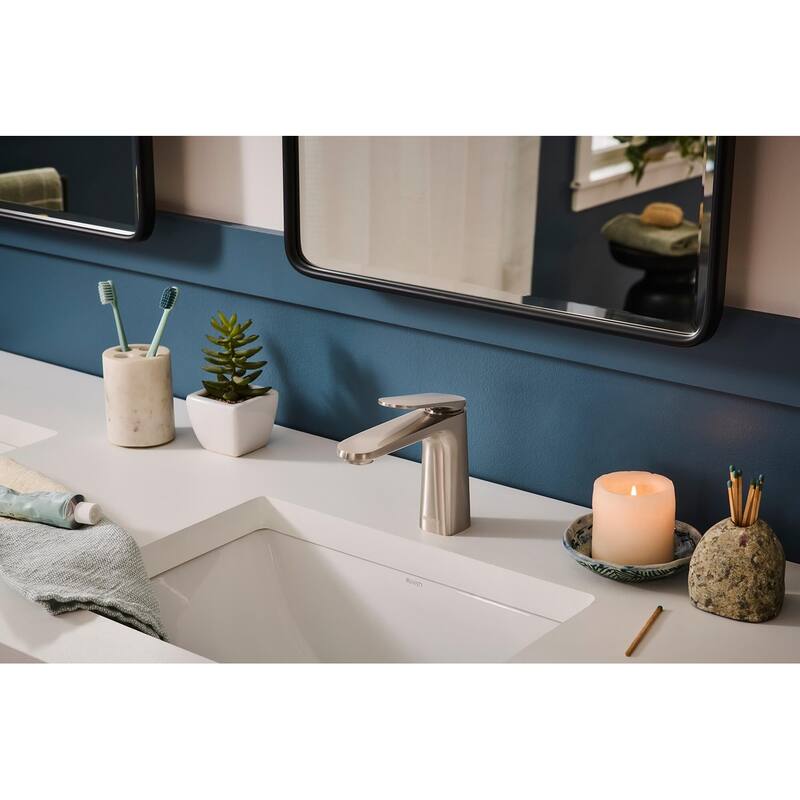 Ruvati Este Single Handle Stacked Short Bathroom Faucet in Brushed Nickel - RVF5135BN - 7'6" x 9'6"