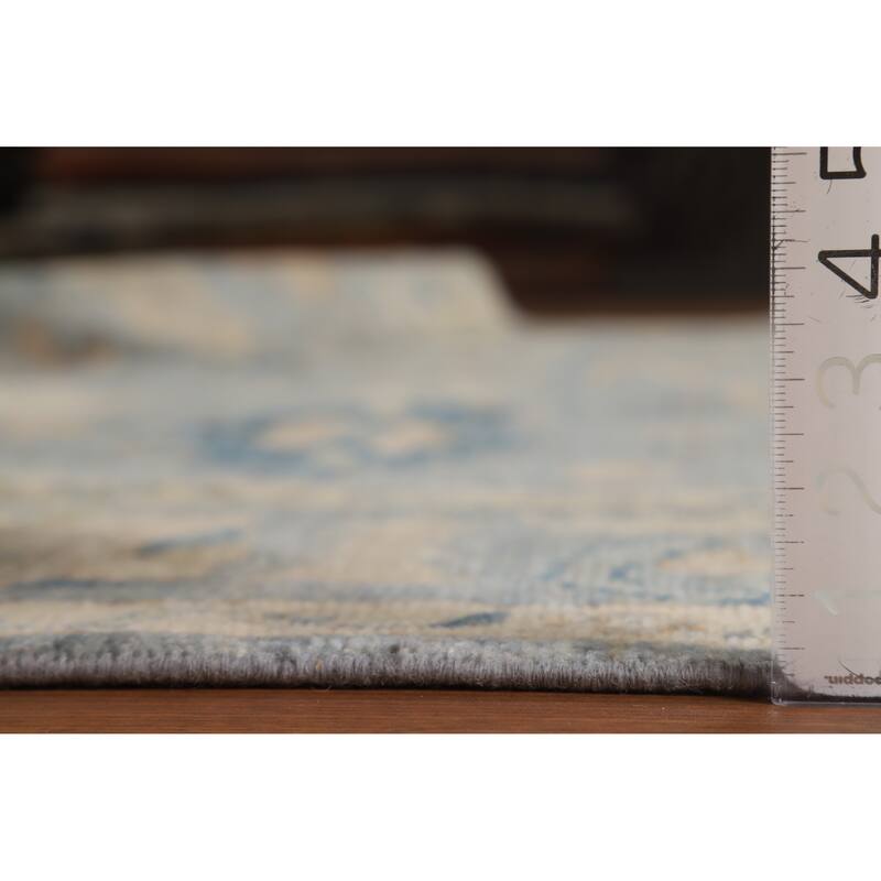 Hand Knotted Oriental 100% Wool Carpet Transitional All-Over Navy Blue & Blues Oushak Area Rug - 9' 11'' X 8' 6''