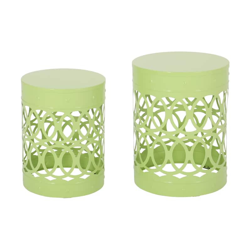 Mellie Outdoor Outdoor Metal Side Tables (Set of 2) by Christopher Knight Home