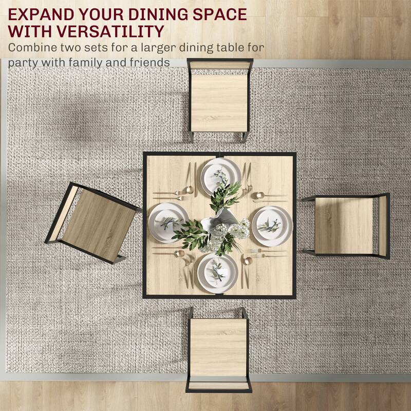 HOMCOM Industrial 3-Piece Dining Table and 2 Chair Set for Small Space in the Dining Room or Kitchen - 35.5" L x 18.5" W x 30" H