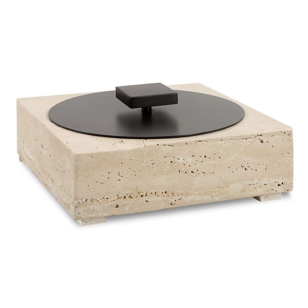 Uttermost 18196 Natural Luxe 4-1/2" Tall Iron and Travertine Boxes