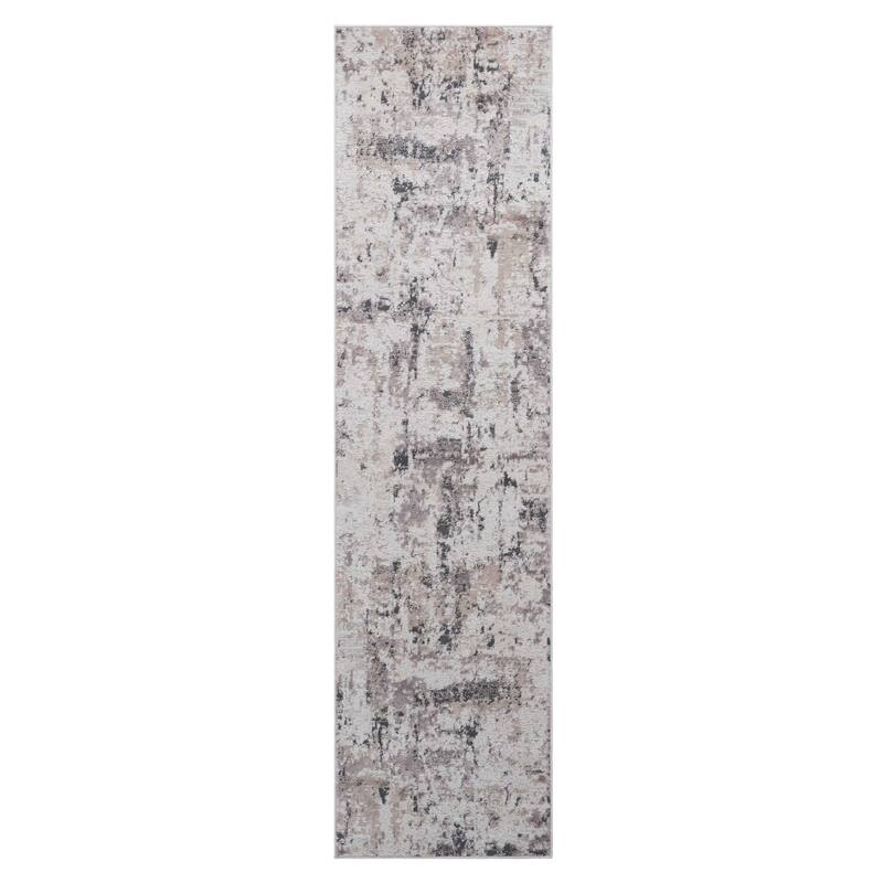 LOOM & LUXE Collection Cream/Brown/Traditional Non-Shedding Area Rug - 96" D x 26" W x 0.28" H