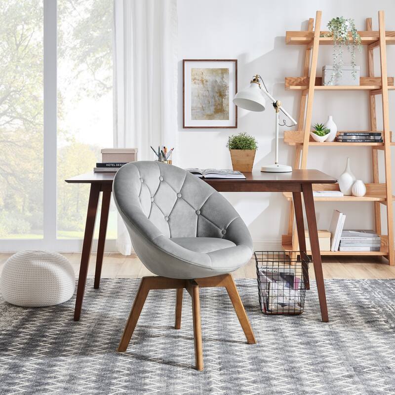 Carson Carrington Kallax Swivel Accent Chair - Grey Velvet