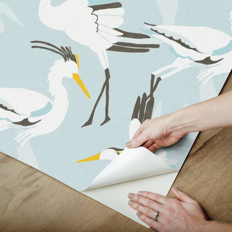 NuWallpaper Coastal Wings Blue Peel and Stick Wallpaper - N/A