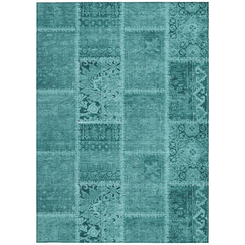 HomeRoots Patchwork Transitional Rectangle Outdoor Rug