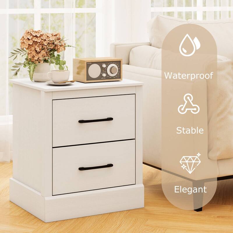 Costway 2 Drawer Nightstand Bedside Table Compact Sofa End Table Dark