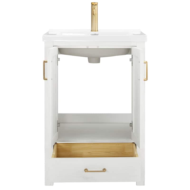 Gela Single Bath Vanity with Ceramic Basin Top and Mirror