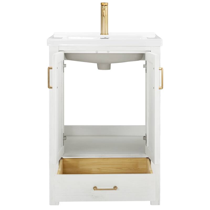 Gela Single Sink Bath Vanity with Drop-In Ceramic Basin without Mirror