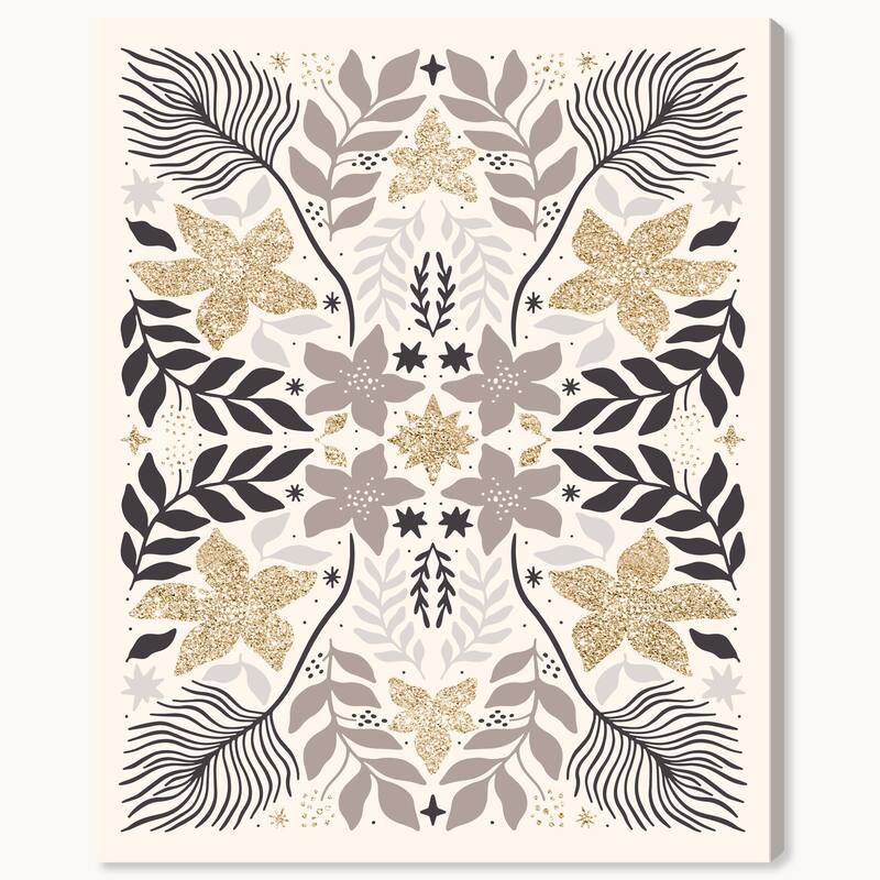 Wynwood Studio Canvas Floral and Botanical Glam Floral for Winter Gray Glam Wall Art Canvas Print