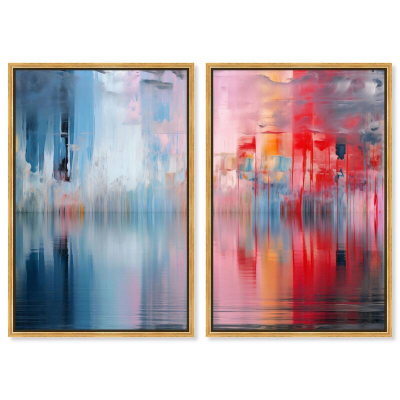 Prism on Water Canvas Set of 2 by Art Remedy - 36" x 54" - Gold
