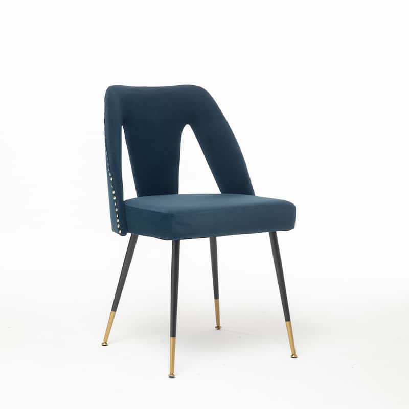 Velvet Upholstered Dining Chair with Nailheads