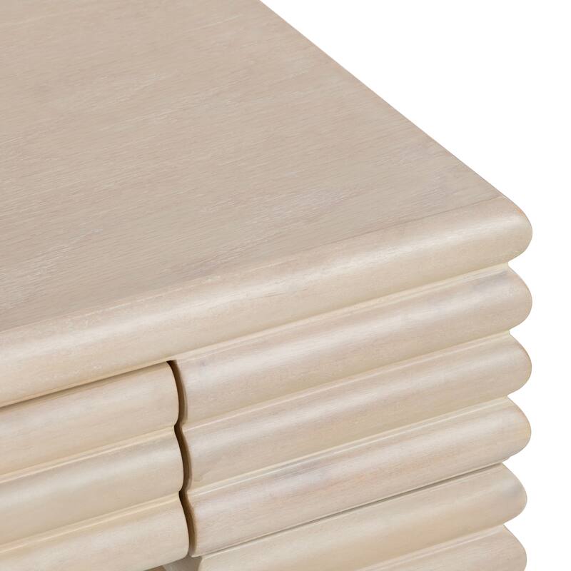 64.02 in. Cream Solid Wood 2 Drawer Accent_Console_Sofa Table