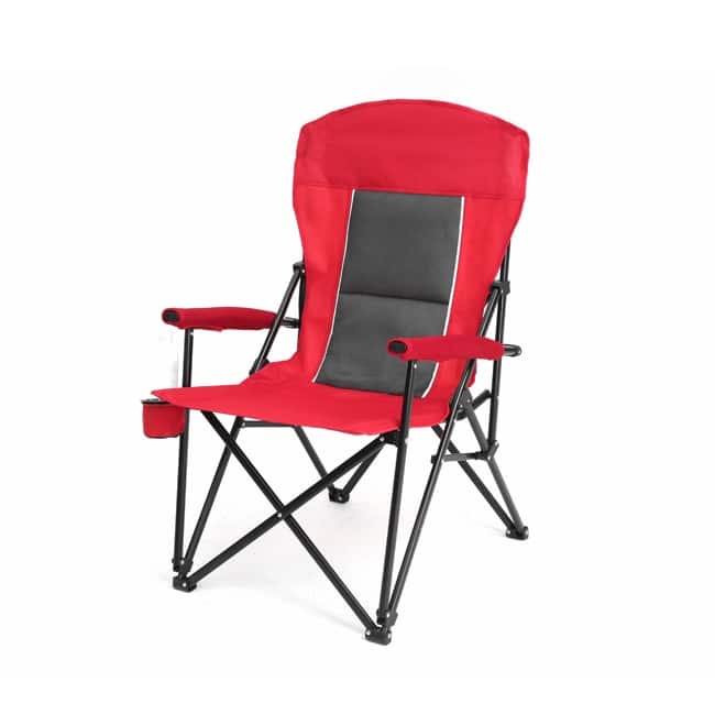 High-Back Heavy-Duty Lawn Chair Supports 250 Lbs, Portable Collapsible Design With Cup Holder