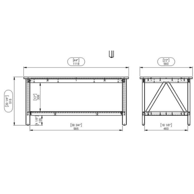 Coffee Table with Bottom Shelf - 44" - Antique Tobacco Brown