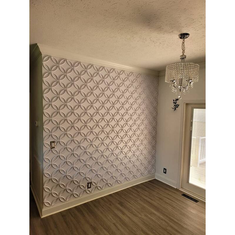 Art3d PVC 3D Wall Panel Interlocked Circles in Matt White Cover 32 Sq.ft