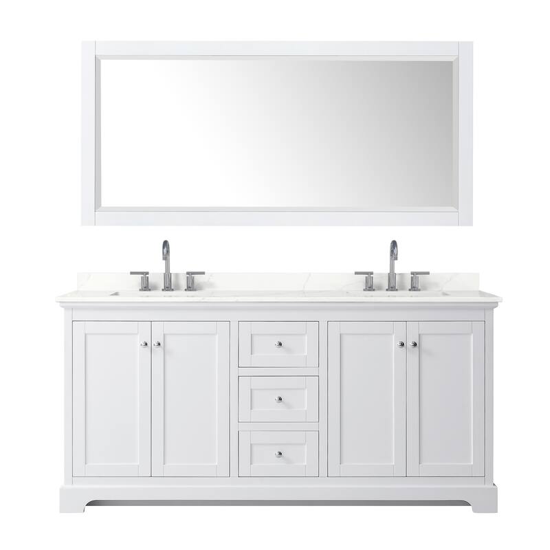 Avery 72-inch Double Vanity, Quartz Top, 70-inch Mirror