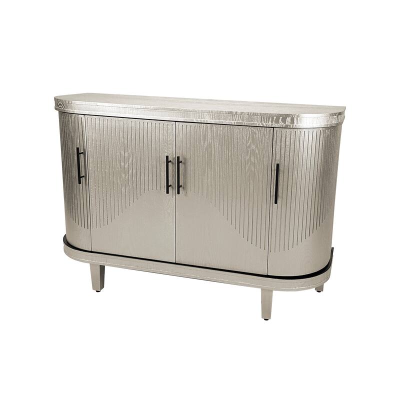 Modern Storage Wooden Cabinet with 4 Doors and Adjustable Interior Shelves for Living Room, Kitchen, Bedroom