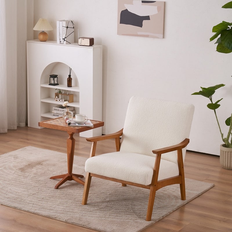 Home Comfort Mid Century Modern Wood Frame Accent Chair