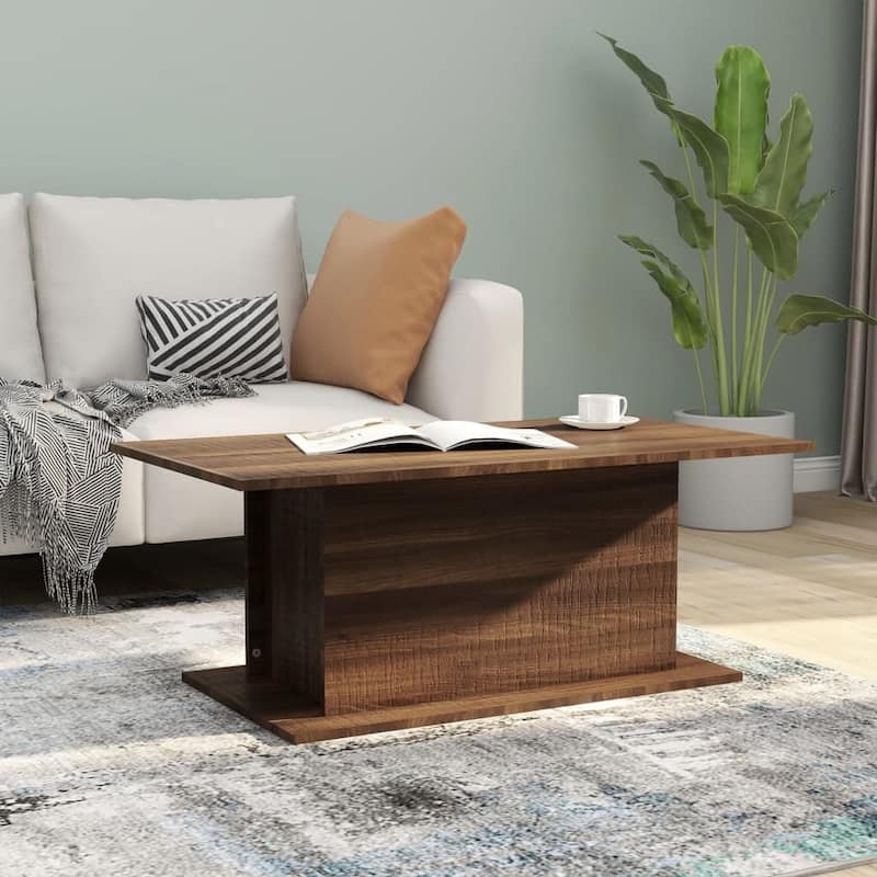 vidaXL Coffee Table Accent End Side Sofa Table for Living Room Engineered Wood - 40.2" x 21.9" x 15.7" - Brown oak