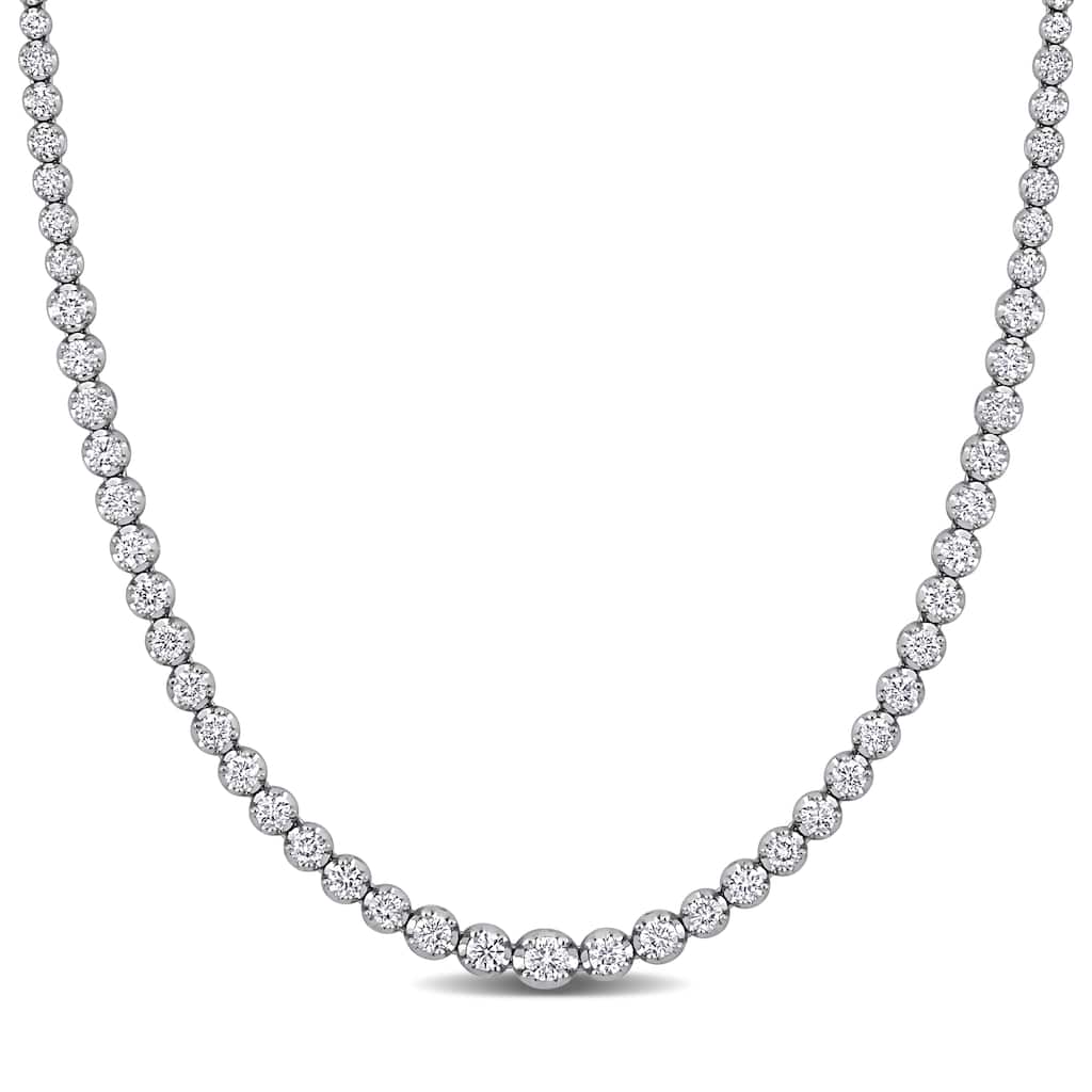 Miadora 4 3/4ct TW Diamond Tennis Necklace in 18k White Gold - 16 in