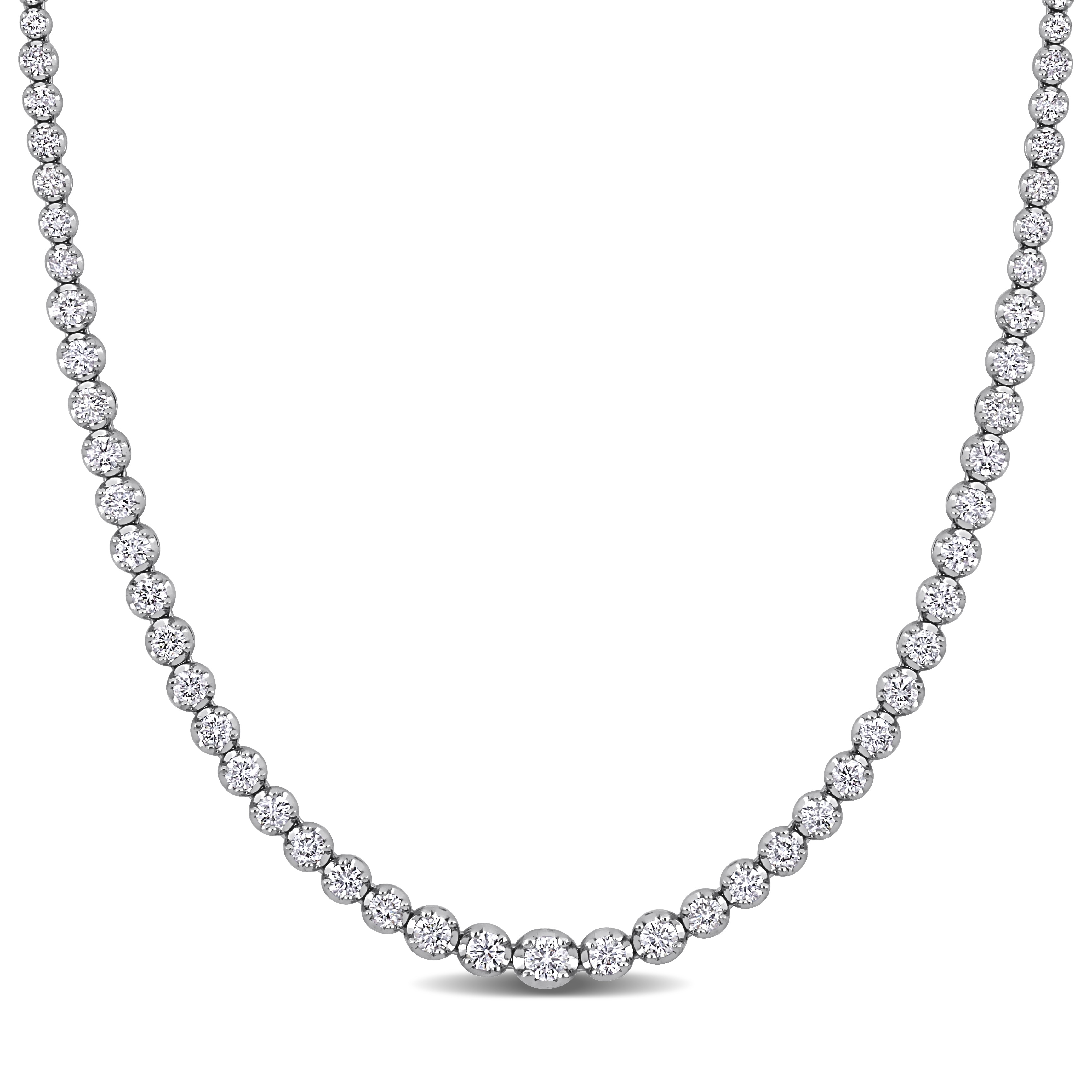 Miadora 4 3/4ct TW Diamond Tennis Necklace in 18k White Gold - 16 in