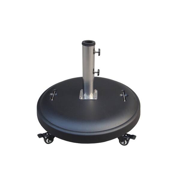 slide 2 of 6, Rye Studio Concrete Round Umbrella Base w/Wheels featuring Leather Sense