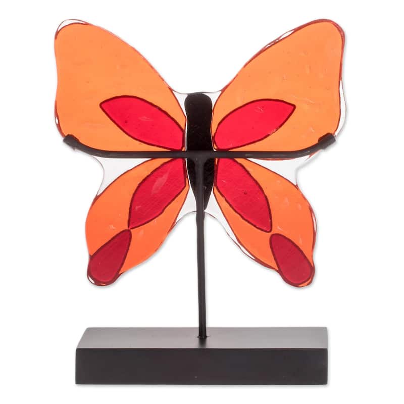 Novica Handmade Flight Of Color In Red Art Glass Sculpture