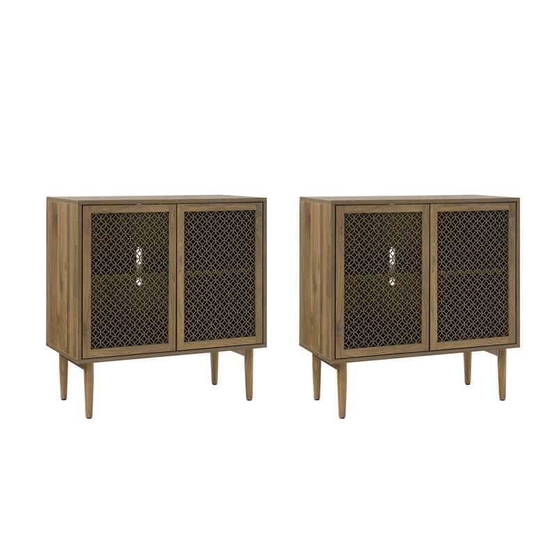 Modern Dominik 32"Tall 2-Door Accent Cabinet with Light set of 2 by HULALA HOME