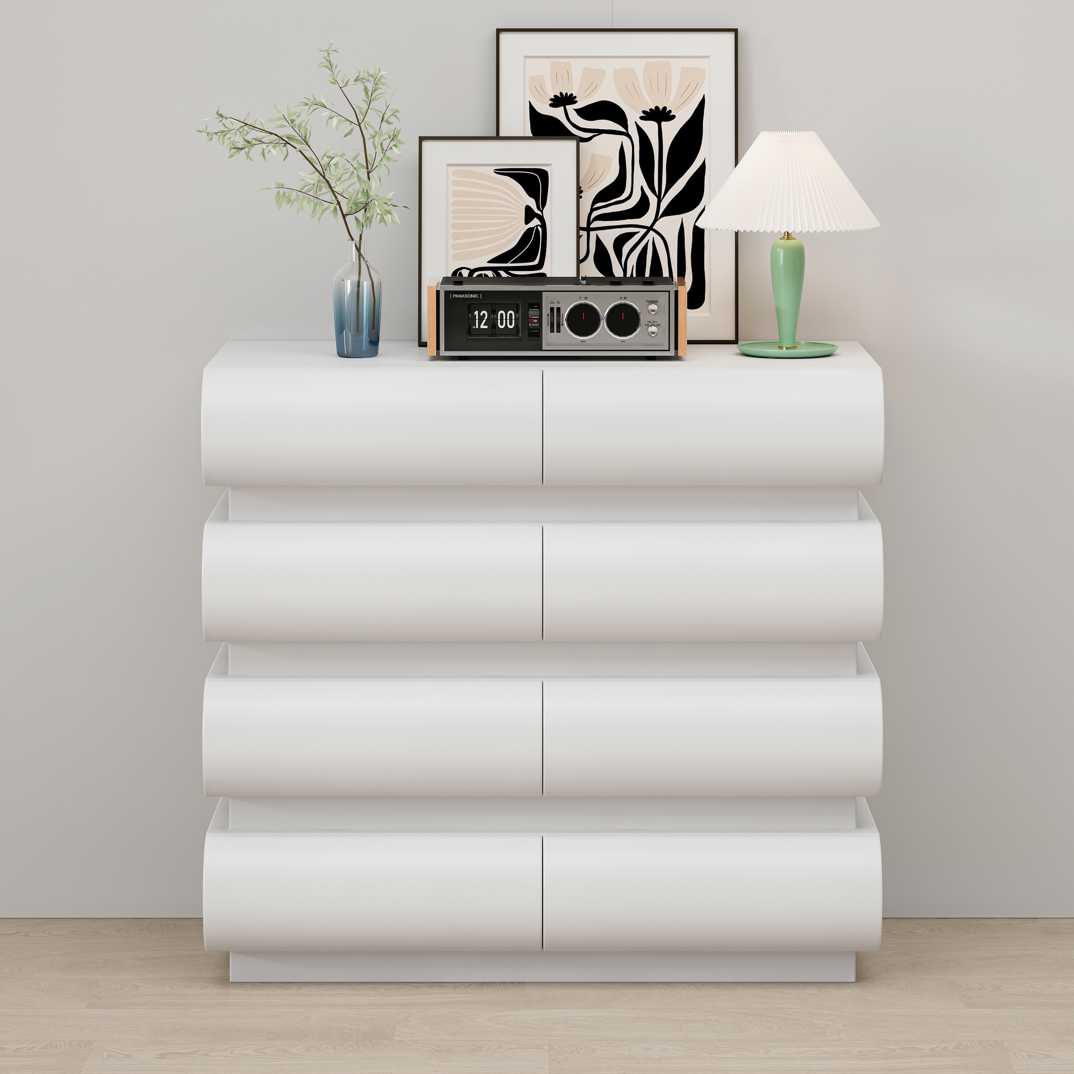 white dresser no handles Amazon.com: FOTOSOK Dresser, 6 Drawer Dresser, Modern Tall Floor Storage Cabinet with Metal Sliding Rail, Wooden Handleless Drawer Cabinet, 6-Layer Large Capacity Vertical Dressers for Home & Office : Home & FUFU&GAGA Modern Dresser Chest of