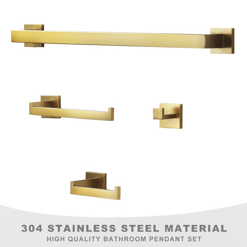 WOWOW Stainless Steel 4-Piece Bathroom Hardware Set (Includes Installation Accessories)