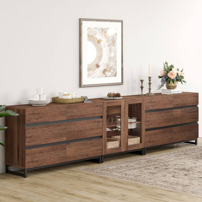 WAMPAT Modern Dresser with Adjustable Shelves and Drawer, 3 in 1 Storage Cabinet for Bedroom - Brown - 1-drawer