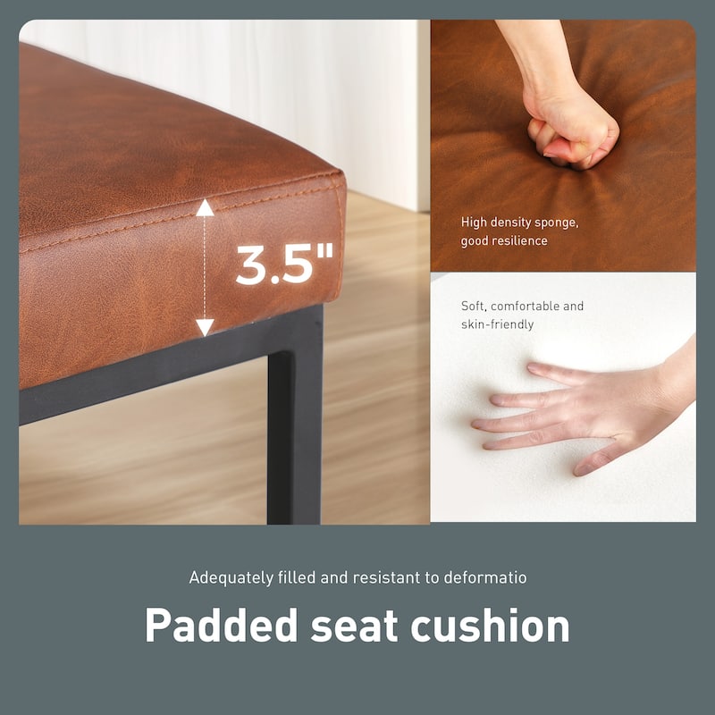 Modern Square PU Leather Bar Stool with Metal Frame